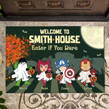 Load image into Gallery viewer, Personalized Family Halloween Doormat - Enter If You Dare
