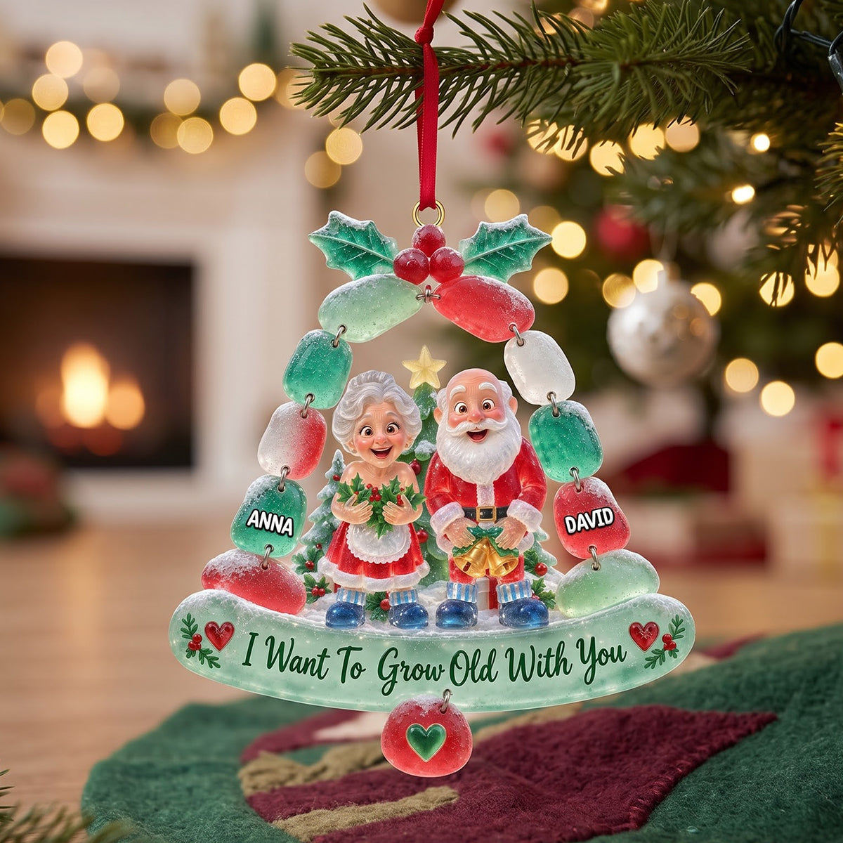I Want To Grow Old With You - Personalized Mischievous Old Couple Acrylic Ornament - Unique Gifts for Couples