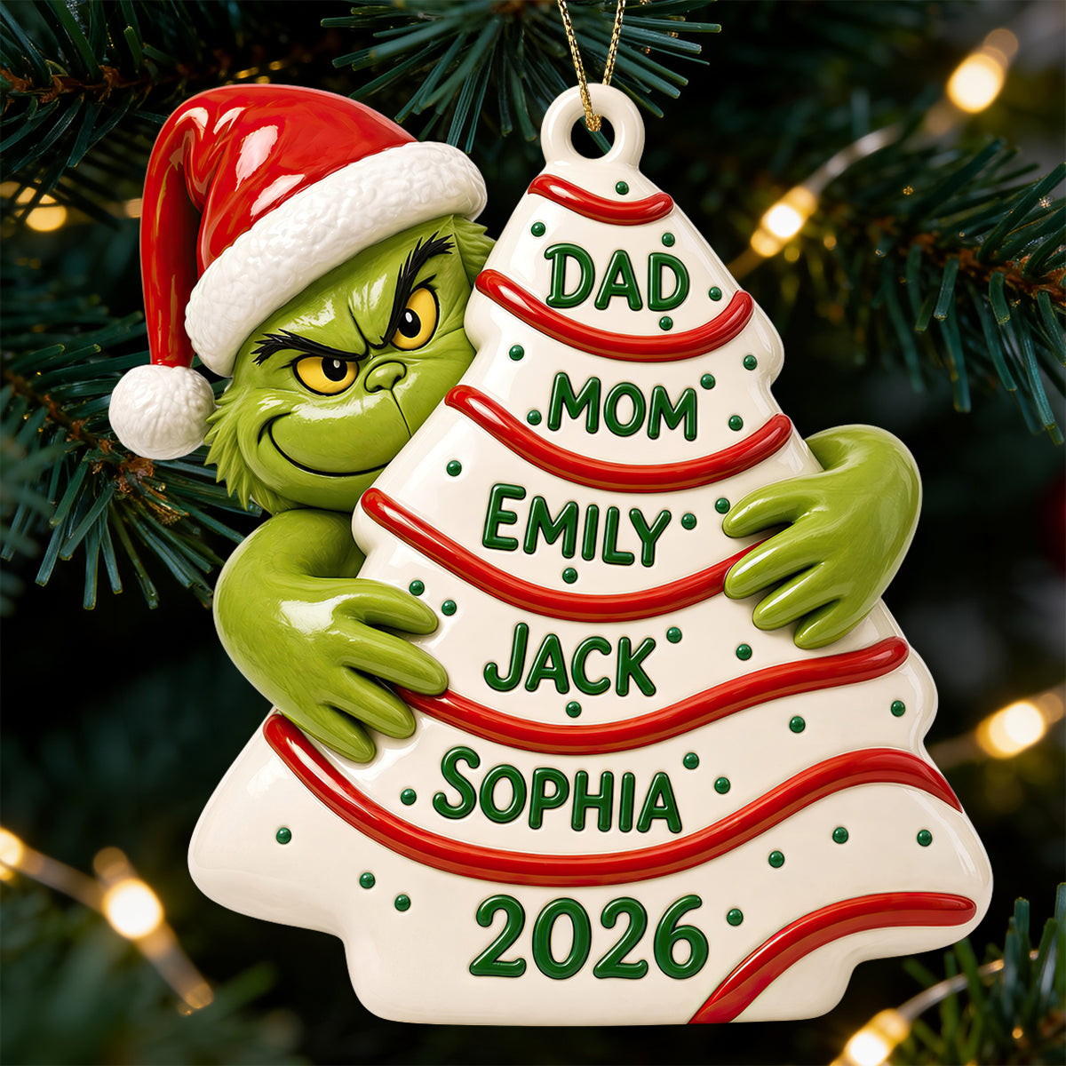"Celebrate Togetherness This Christmas!" - Personalized Grinch Family Ornament - Custom Gift for Families, Friends, and Loved Ones Ornament PopCulturePrints