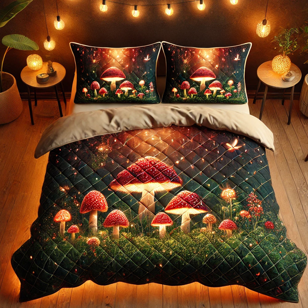 Personalized Mushroom Lover Quilt Bedding Set Blanket PopCulturePrints