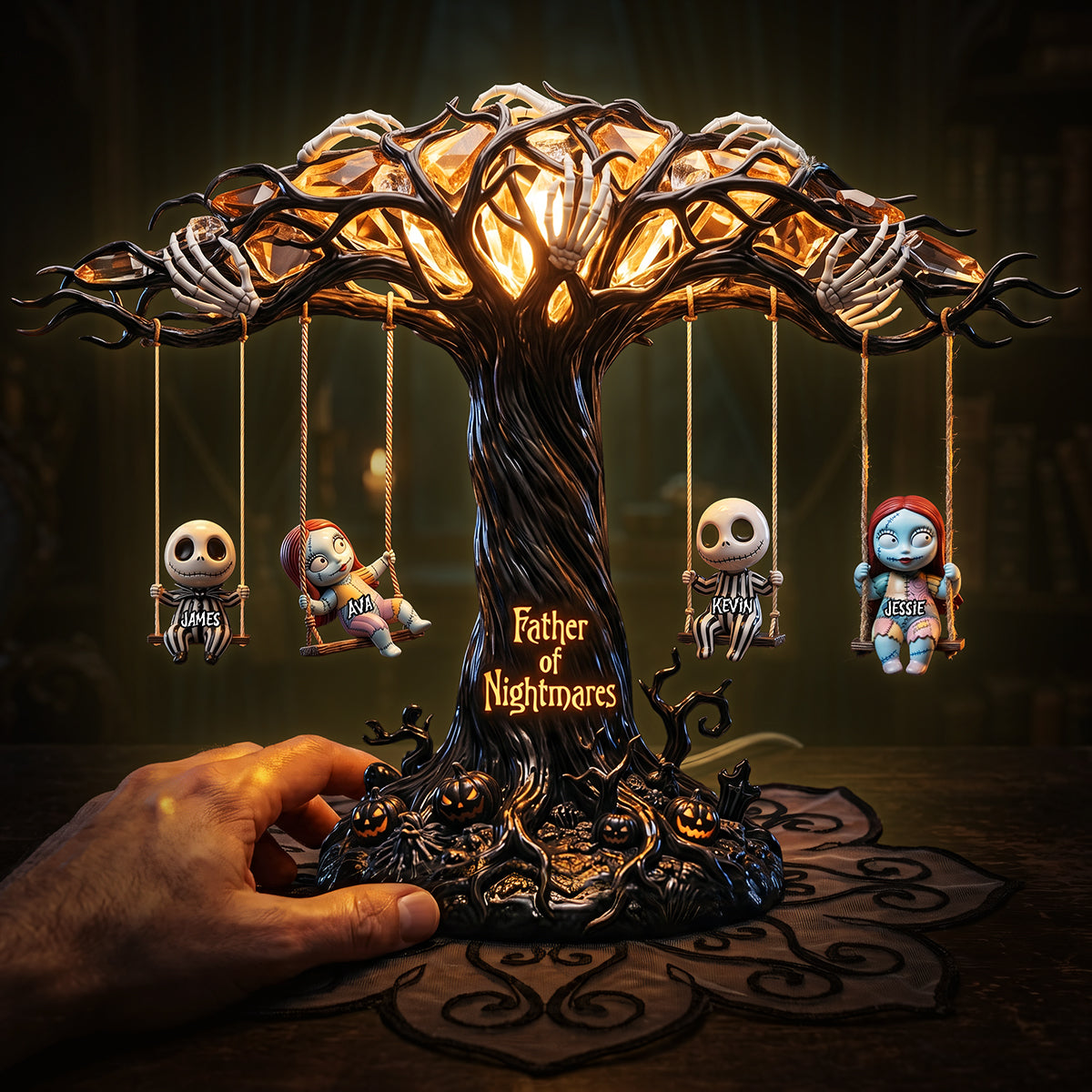 "Illuminate their Night with a Touch of Gothic Charm" - Gothic Tree Acrylic Light Box, Personalized Gift for Dad, Grandpa and More Light Box PopCulturePrints