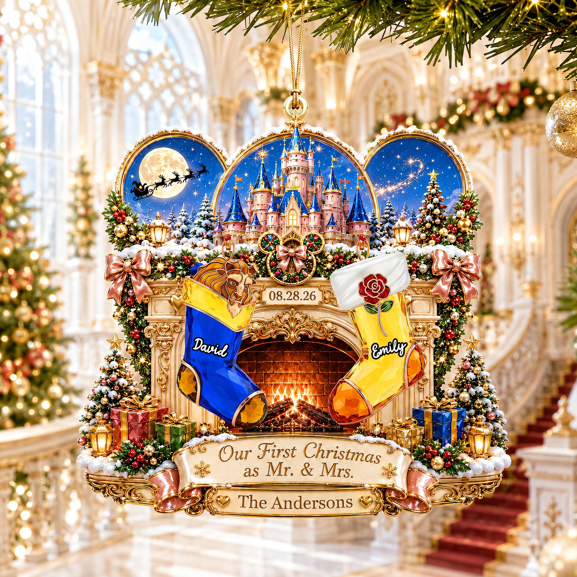 Celebrate Your Love: Our First Christmas as Mr. & Mrs. - Personalized Newly Married Couple Ornament