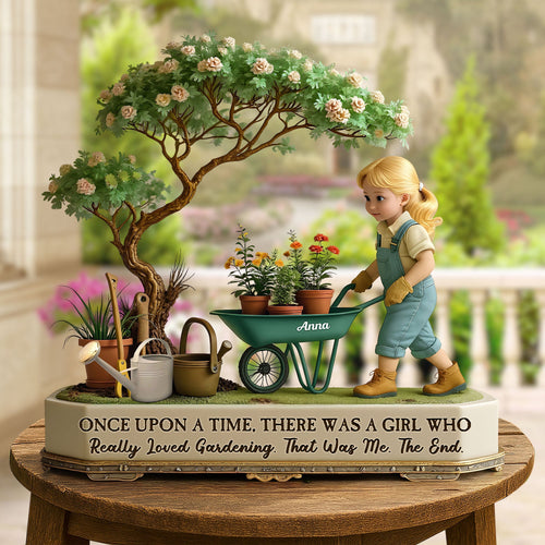 “Once Upon a Time, There Was a Girl Who Really Loved Gardening” - Personalized Cute Gardening Girl Plaque - Gift for Gardening Lovers Shaped Plaques PopCulturePrints