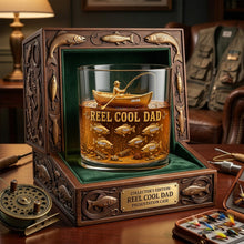 Load image into Gallery viewer, “Reel Cool Dad” - Personalized Fishing Glass - Perfect Gift for Dad and Grandpa Glass PopCulturePrints

