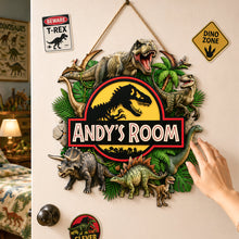 Load image into Gallery viewer, ''Unleash Your Imagination'' - Unique Personalized Acrylic Sign - Custom Home Decor Gift for Kids, Dinosaur Lovers, and Adventure Seekers
