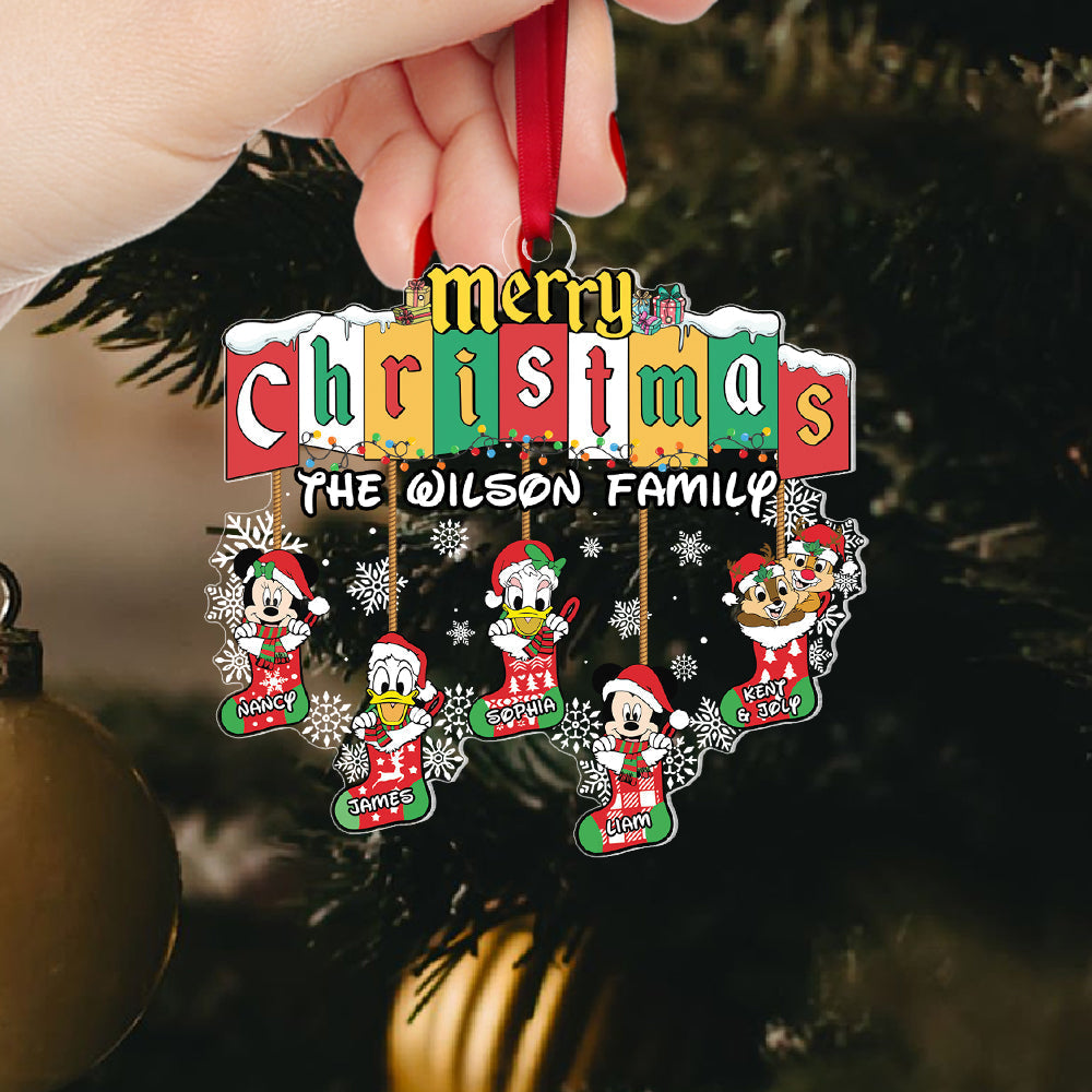 Personalized Family Christmas Ornament - Cute Festive Stockings Ornament PopCulturePrints