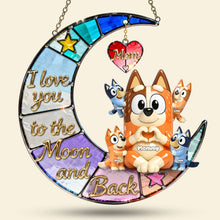 Load image into Gallery viewer, I Love You to the Moon and Back - Personalized Mom and Kids Suncatcher Ornament Ornament PopCulturePrints

