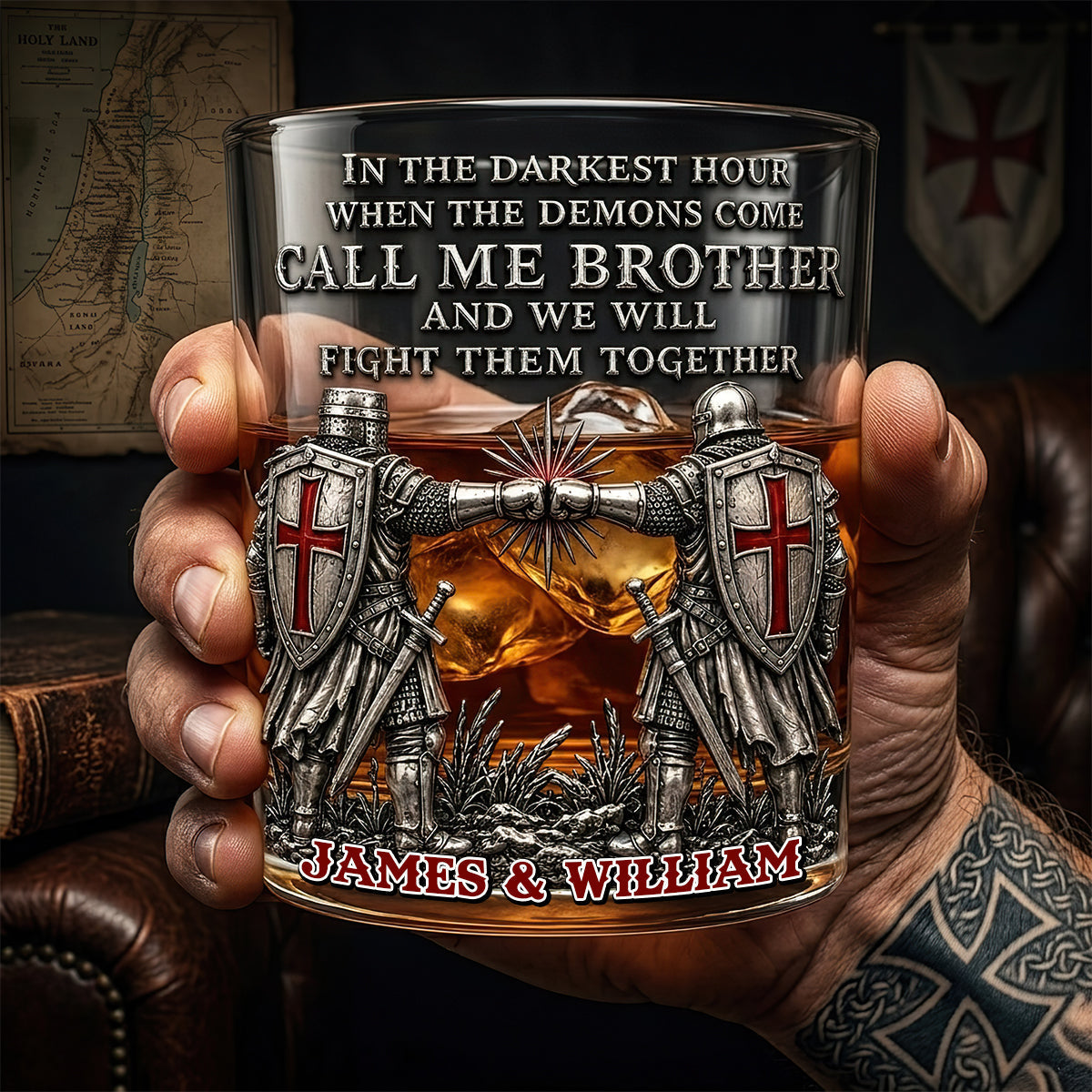 In the Darkest Hour, Call Me Brother - Personalized Round Glass for Brothers