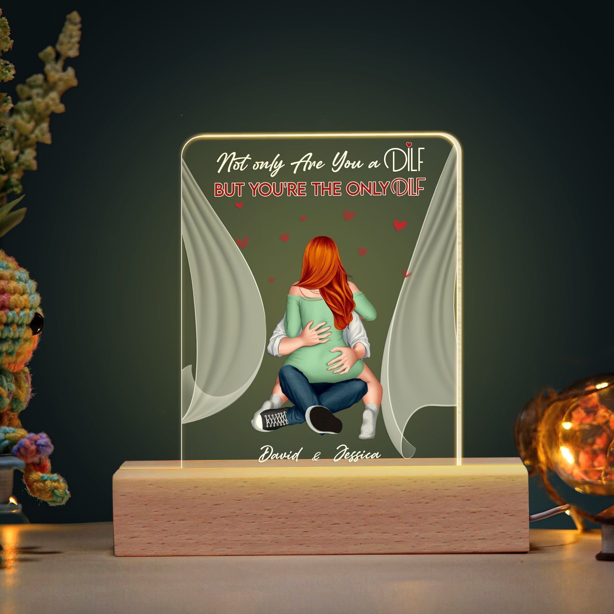 Personalized 'You're The Only DILF' LED Light for Couples Led Night Light PopCulturePrints