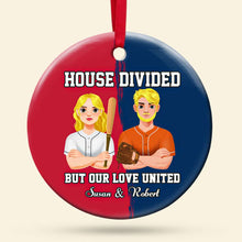 Load image into Gallery viewer, Personalized Baseball Couple Christmas Ornament - House Divided Ornament PopCulturePrints
