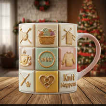 Load image into Gallery viewer, &quot;Knit Happens&quot; - Personalized Knitting Lovers Coffee Mug - Custom Gift for Crafters and Yarn Enthusiasts Coffee Mug PopCulturePrints
