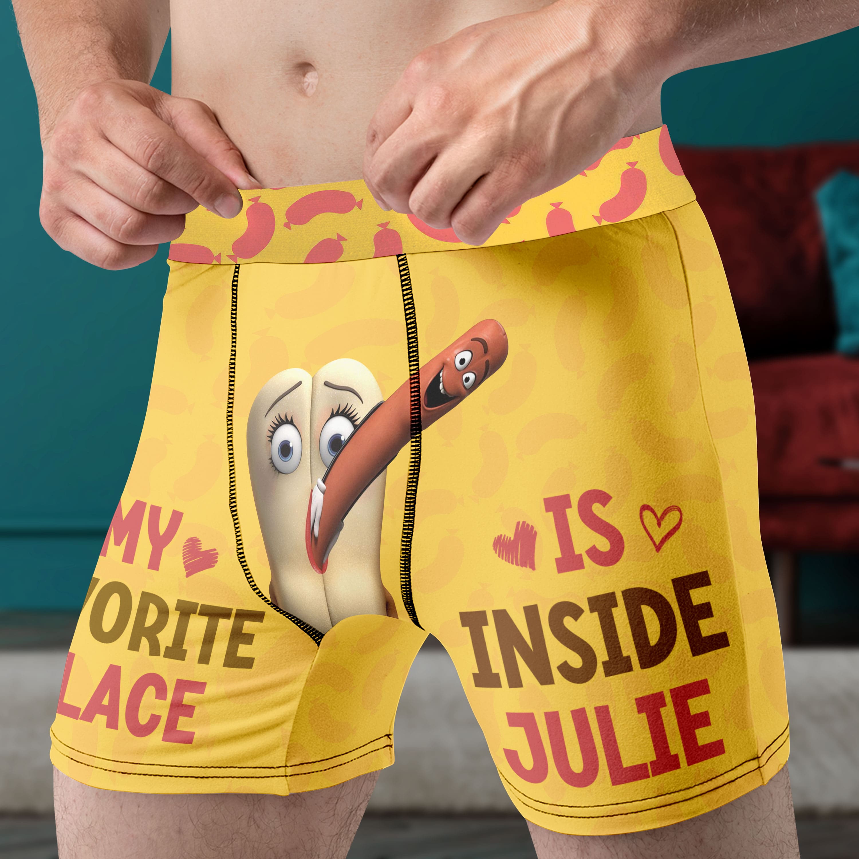 Personalized Boxer Shorts for Couples - My Favorite Place Is Inside Julie Boxer Briefs PopCulturePrints
