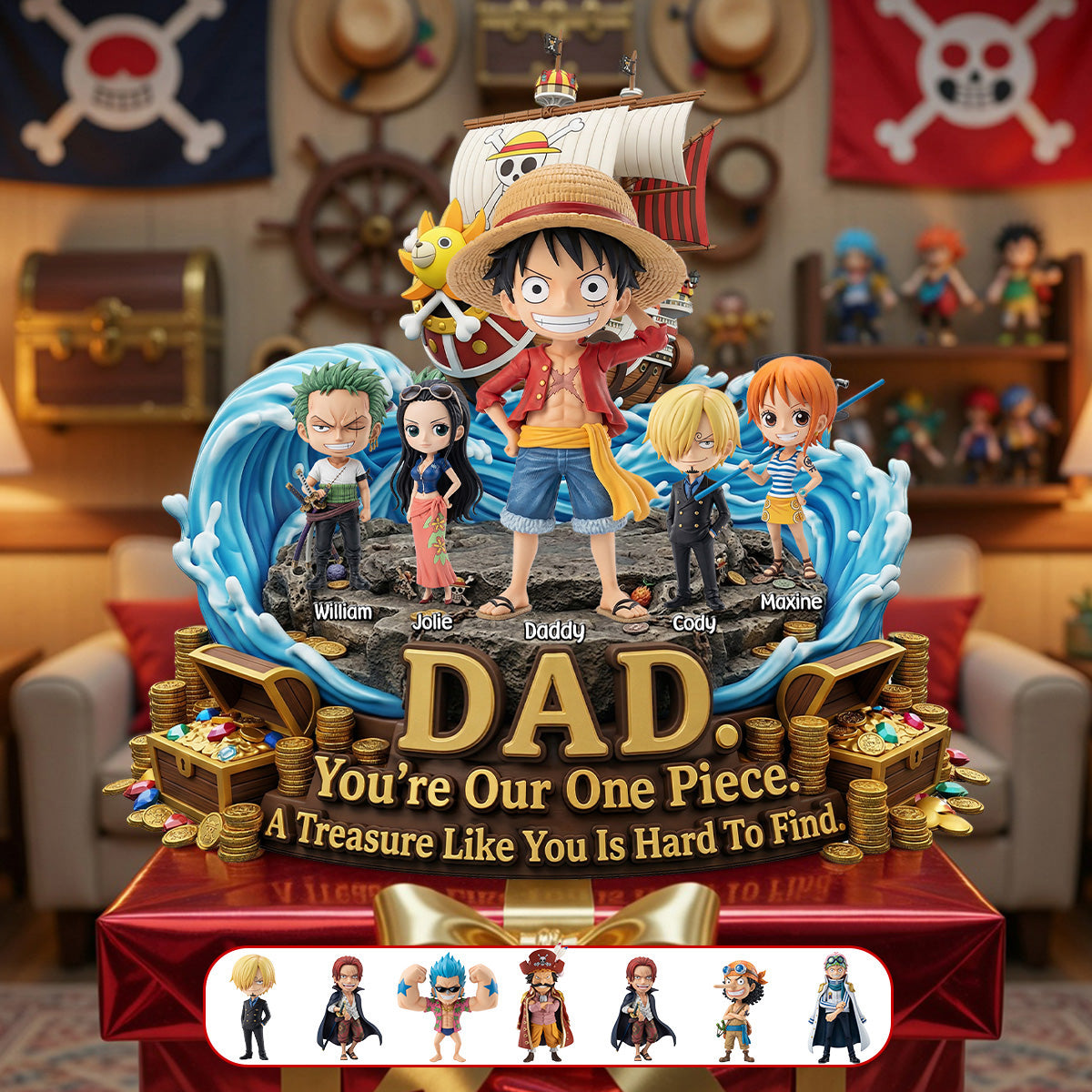 You're Our One Piece - Personalized Sea Captain Dad Acrylic Plaque Shaped Plaques PopCulturePrints