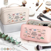 Load image into Gallery viewer, Bad Bi*ch Affirmation - Personalized Leather Makeup Bag Leather Makeup Bag PopCulturePrints
