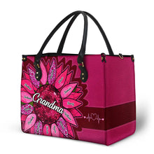 Load image into Gallery viewer, “Nana&#39;s Love Blooms Bright” - Personalized Leather Bag for Mom, Grandma, and Loved Ones Leather Bag PopCulturePrints

