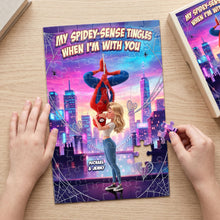 Load image into Gallery viewer, "My Spidey-Sense Tingles When I'm With You" - Personalized Swing Couple Jigsaw Puzzle - Unique Gift for Couples, Friends, and Loved Ones Jigsaw Puzzles PopCulturePrints

