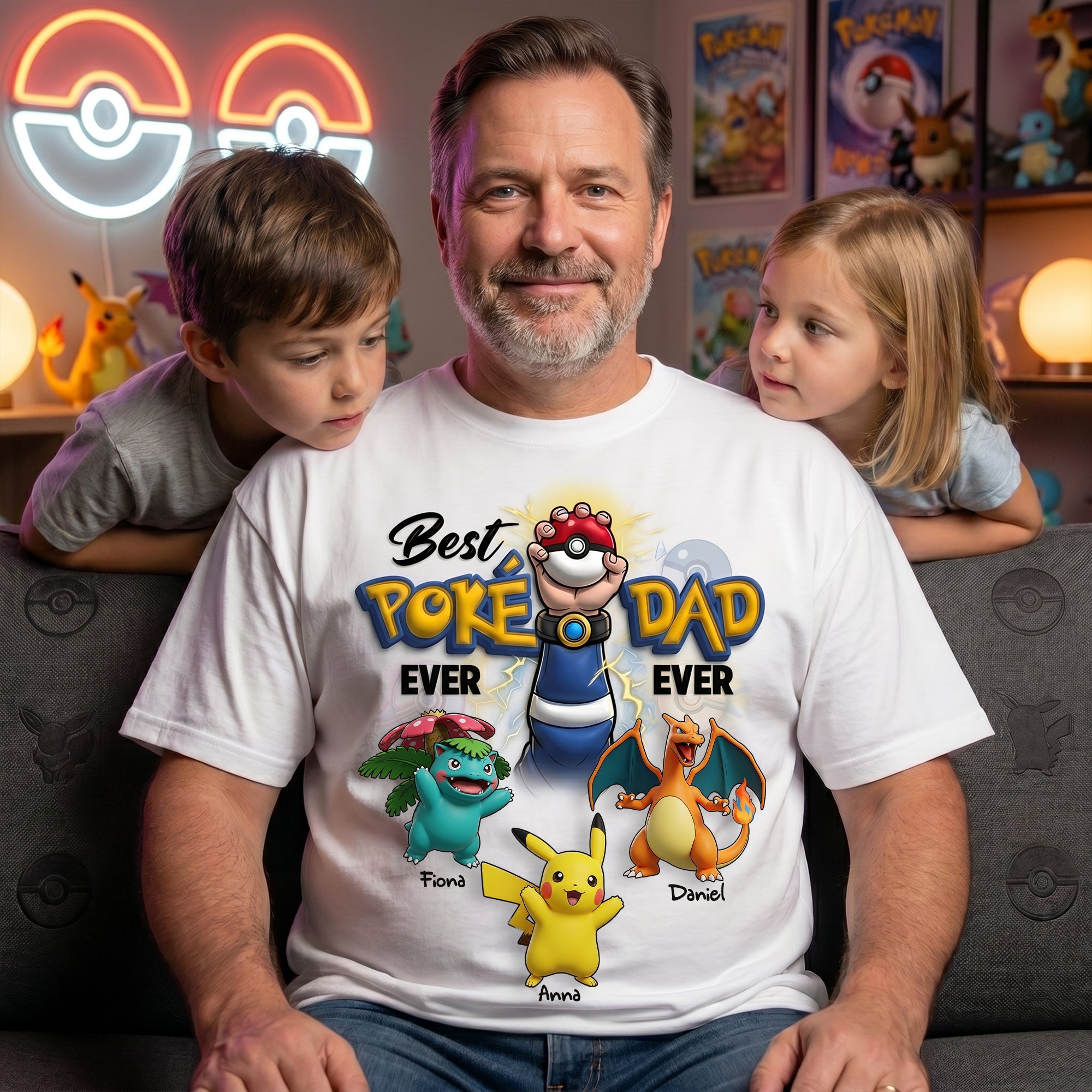 Best Poke Dad Ever - Personalized T-Shirt for Fathers Day Shirts PopCulturePrints