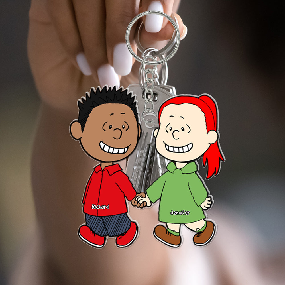 Custom Couple Keychain - Personalized Hand in Hand Gift for Valentine's Day Gifts Keychains PopCulturePrints