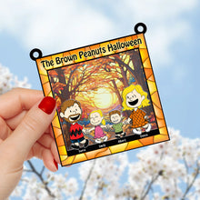 Load image into Gallery viewer, Personalized Brown Peanuts Halloween Window Hanging
