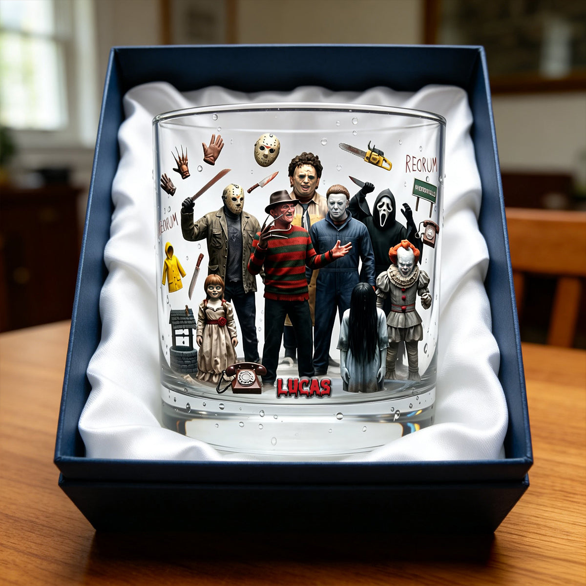 Unleash Your Inner Horror Fan! Scary Villain Drinking Glass - Personalized Gifts For Horror Lovers Glass PopCulturePrints