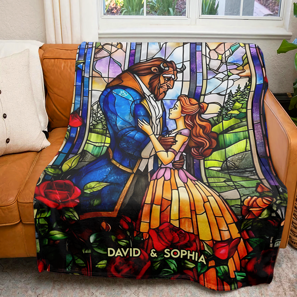 Personalized Beauty & Beast Couple Blanket