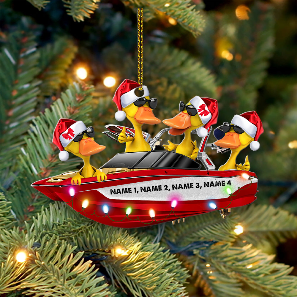 Wakeboarding Ducks Personalized Christmas Ornament - Customized Gifts for Wakeboarder