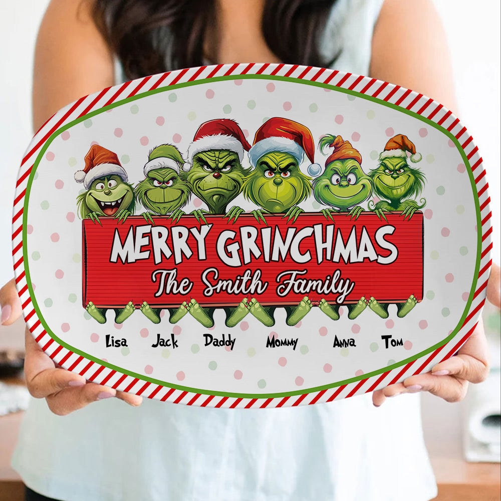 Personalized Grinch Family Christmas Plate Plates PopCulturePrints
