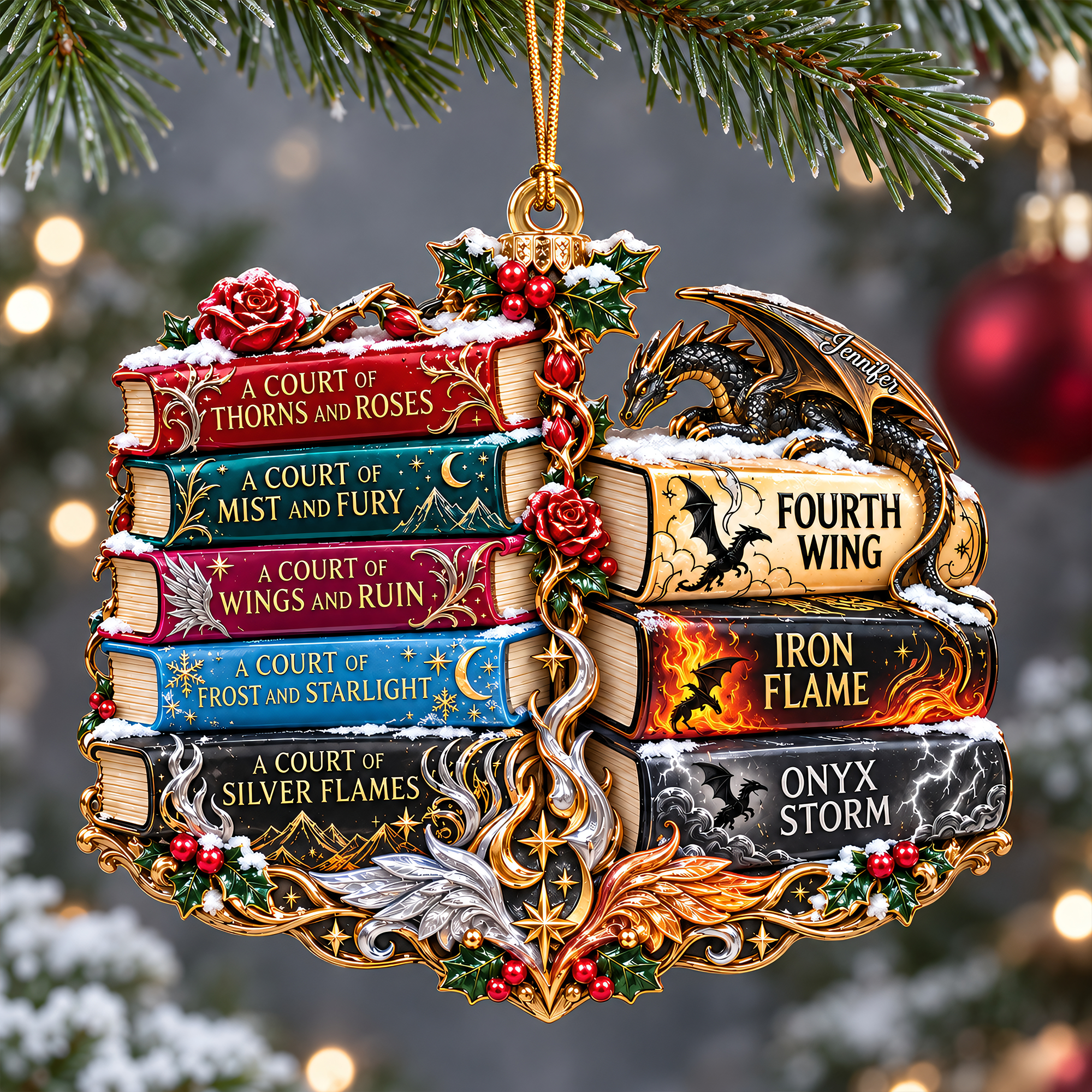 “A Journey Through the Pages” - Enchanted Fantasy Books Acrylic Ornament, Personalized Gift for Book Lovers