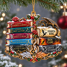 Load image into Gallery viewer, “A Journey Through the Pages” - Enchanted Fantasy Books Acrylic Ornament, Personalized Gift for Book Lovers
