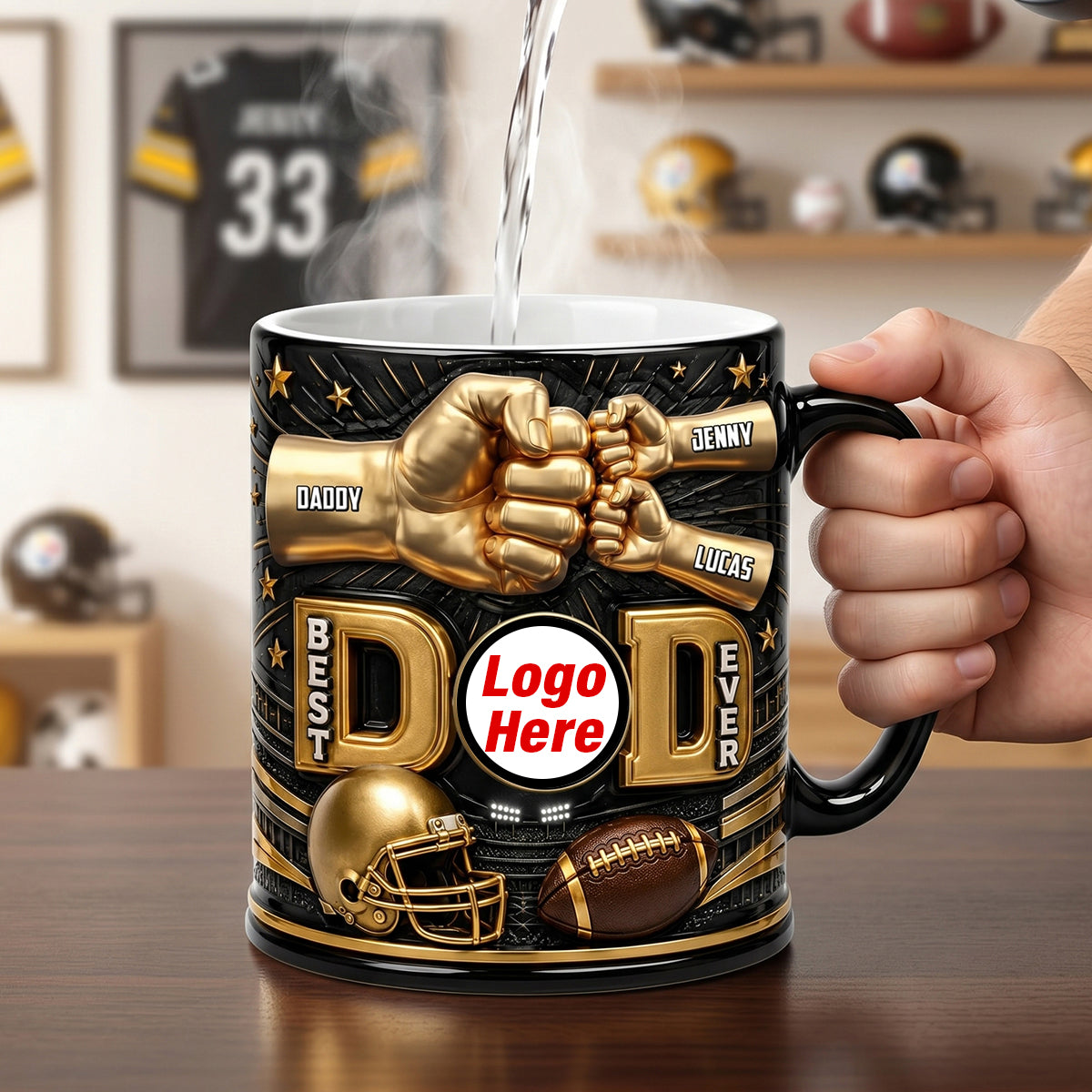 Best Football Dad Ever Magic Coffee Mug - Personalized Gift for Dads and Grandpas Coffee Mug PopCulturePrints