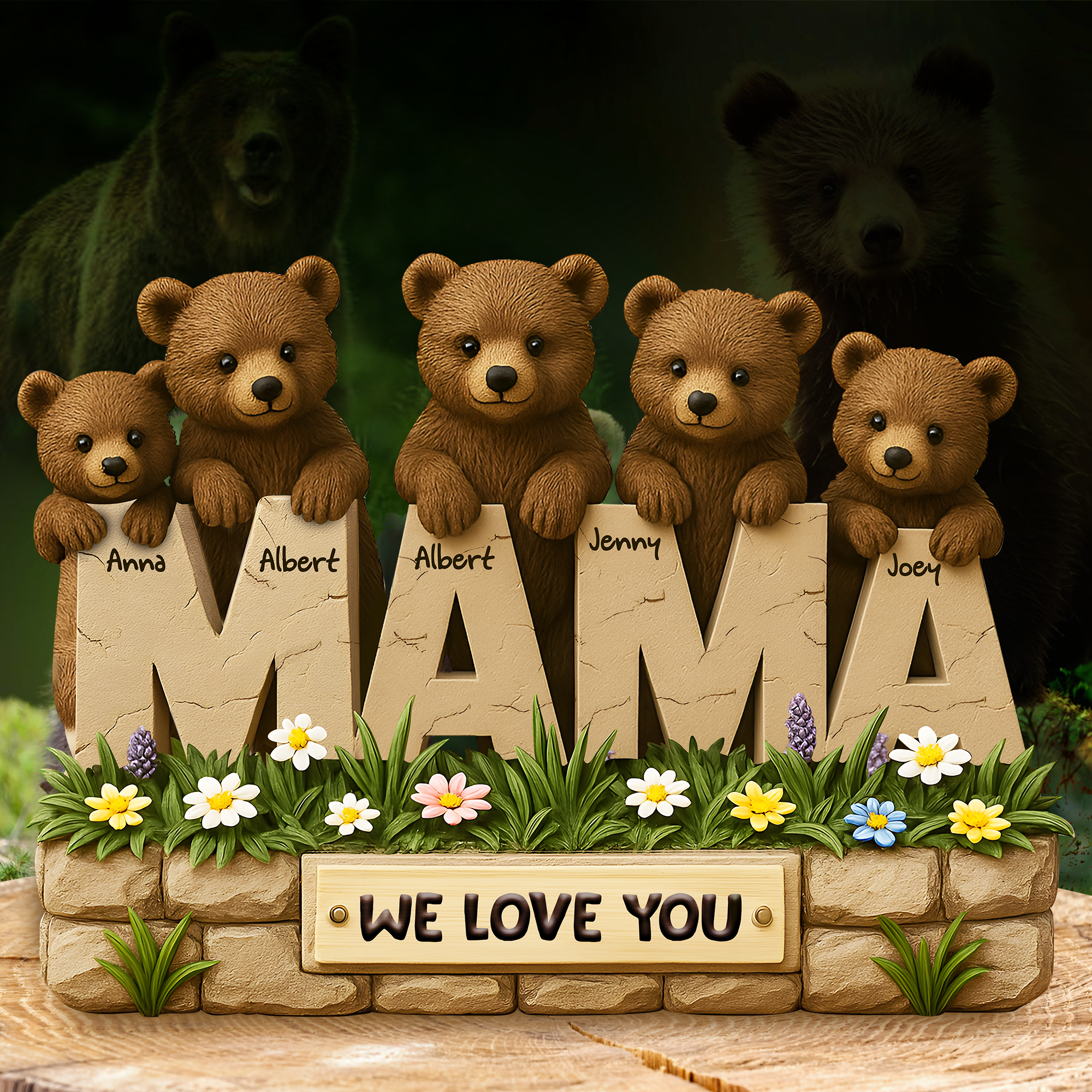 We Love You, Mama Bear - Personalized Gifts For Mom Plaque Shaped Plaques PopCulturePrints
