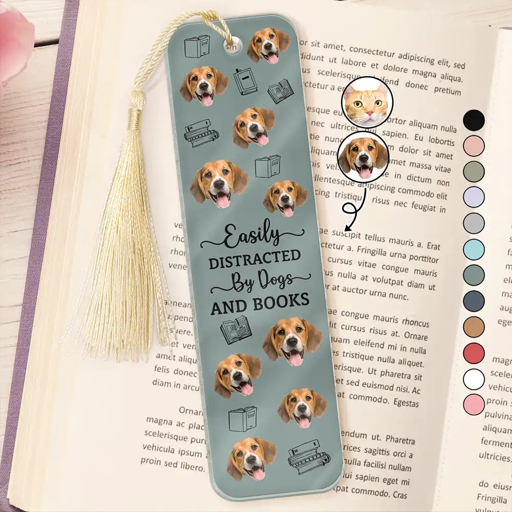 Easily Distracted By Dogs, Cats, and Books - Custom Acrylic Bookmark Acrylic Bookmark PopCulturePrints