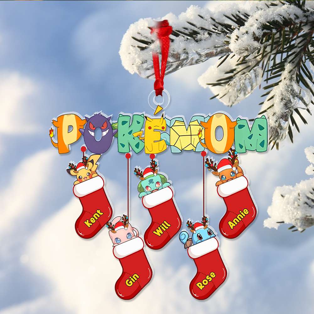 Personalized Mom's Holiday Socks Ornament - Cute Design with Names Ornament PopCulturePrints