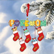Load image into Gallery viewer, Personalized Mom&#39;s Holiday Socks Ornament - Cute Design with Names Ornament PopCulturePrints
