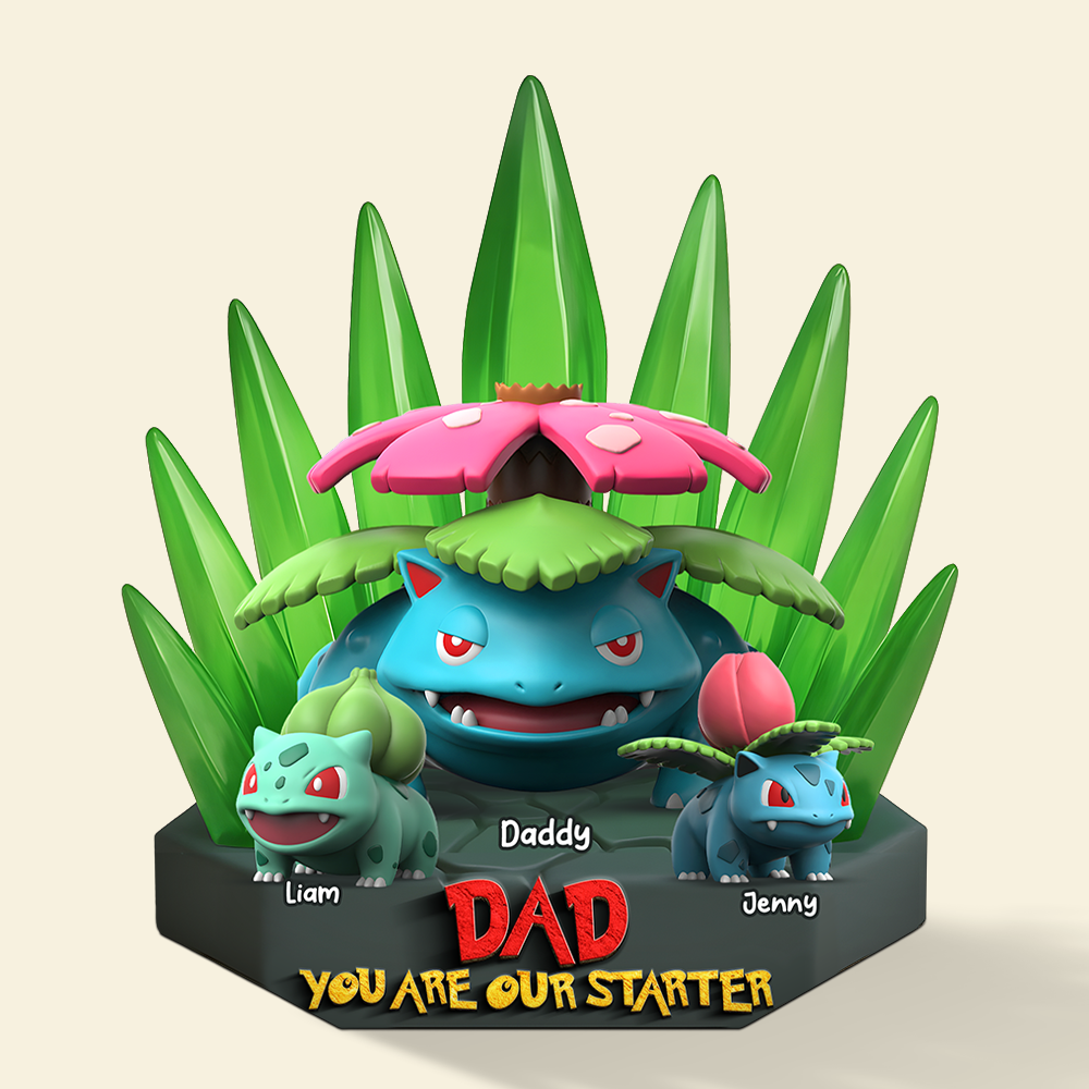 “Dad, You Are Our Starter” - Personalized Monster Dad Plaque - Custom Gifts for Dad, Perfect for Father's Day, Birthdays & More! Shaped Plaques PopCulturePrints