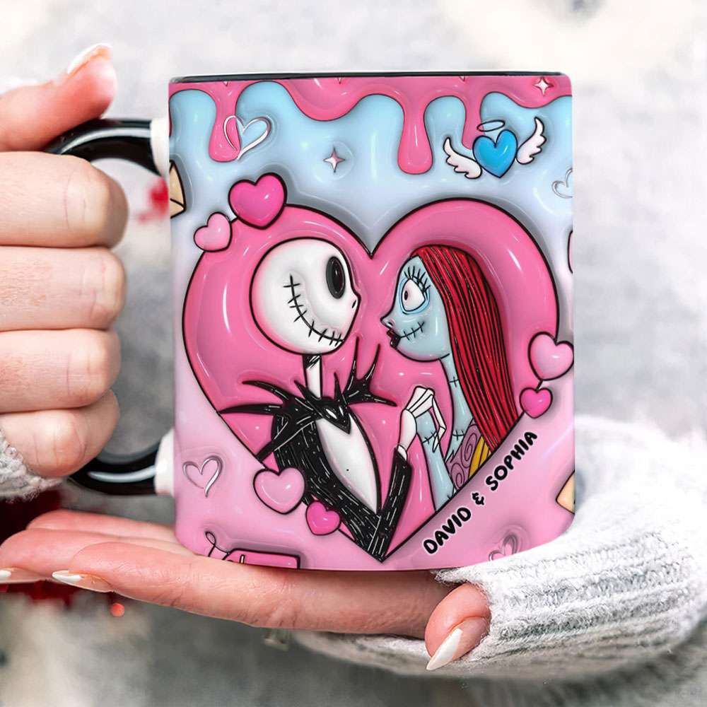 Personalized Themed Couples Mug - Jack & Sally Design