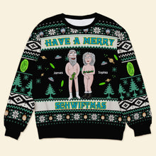Load image into Gallery viewer, Personalized Couples' Funny Christmas Sweaters | Custom Holiday Gift | Valentine's Day Gifts Ugly Christmas Sweater PopCulturePrints
