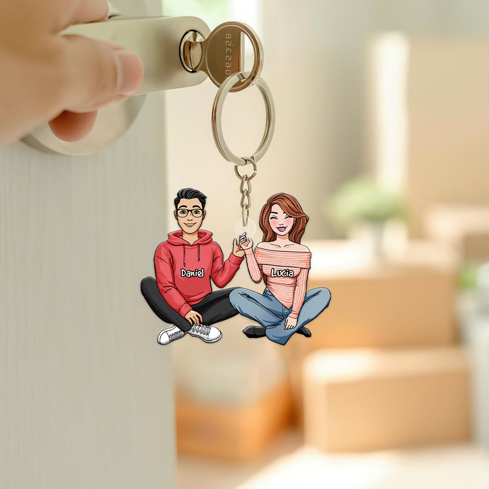 Personalized Sitting Couple Keychain - Stylish Gift for Couples Keychains PopCulturePrints