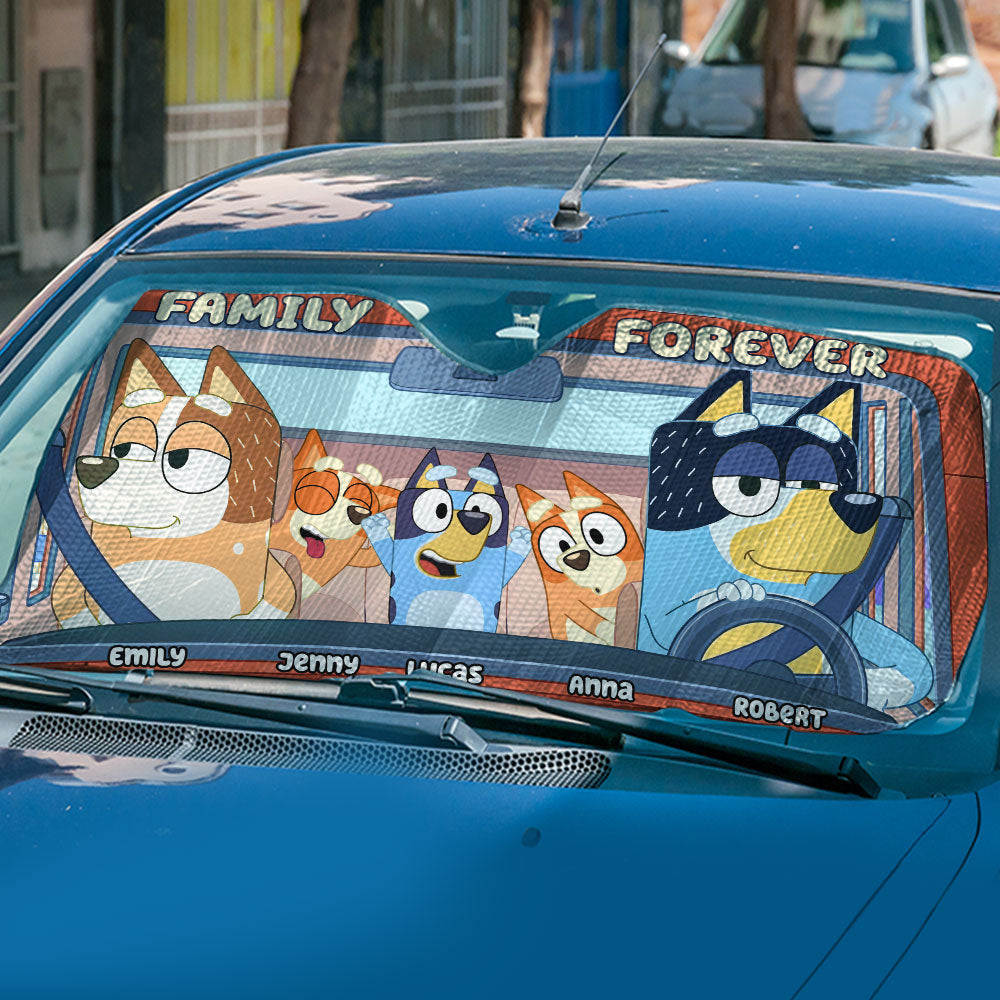 Personalized Family Forever Car Sunshade - Custom Names