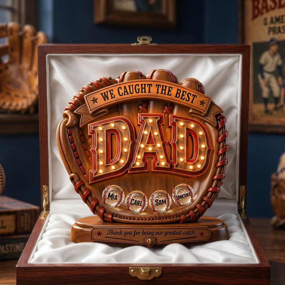 "We Caught the Best Dad" - Personalized Acrylic Plaque - Gift for Dads, Grandpas, and Baseball Lovers Shaped Plaques PopCulturePrints