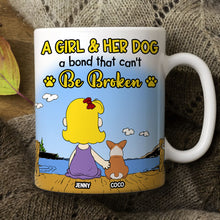 Load image into Gallery viewer, “A Girl &amp; Her Dog: A Bond That Can’t Be Broken” - Personalized Coffee Mug for Dog Lovers Coffee Mug PopCulturePrints
