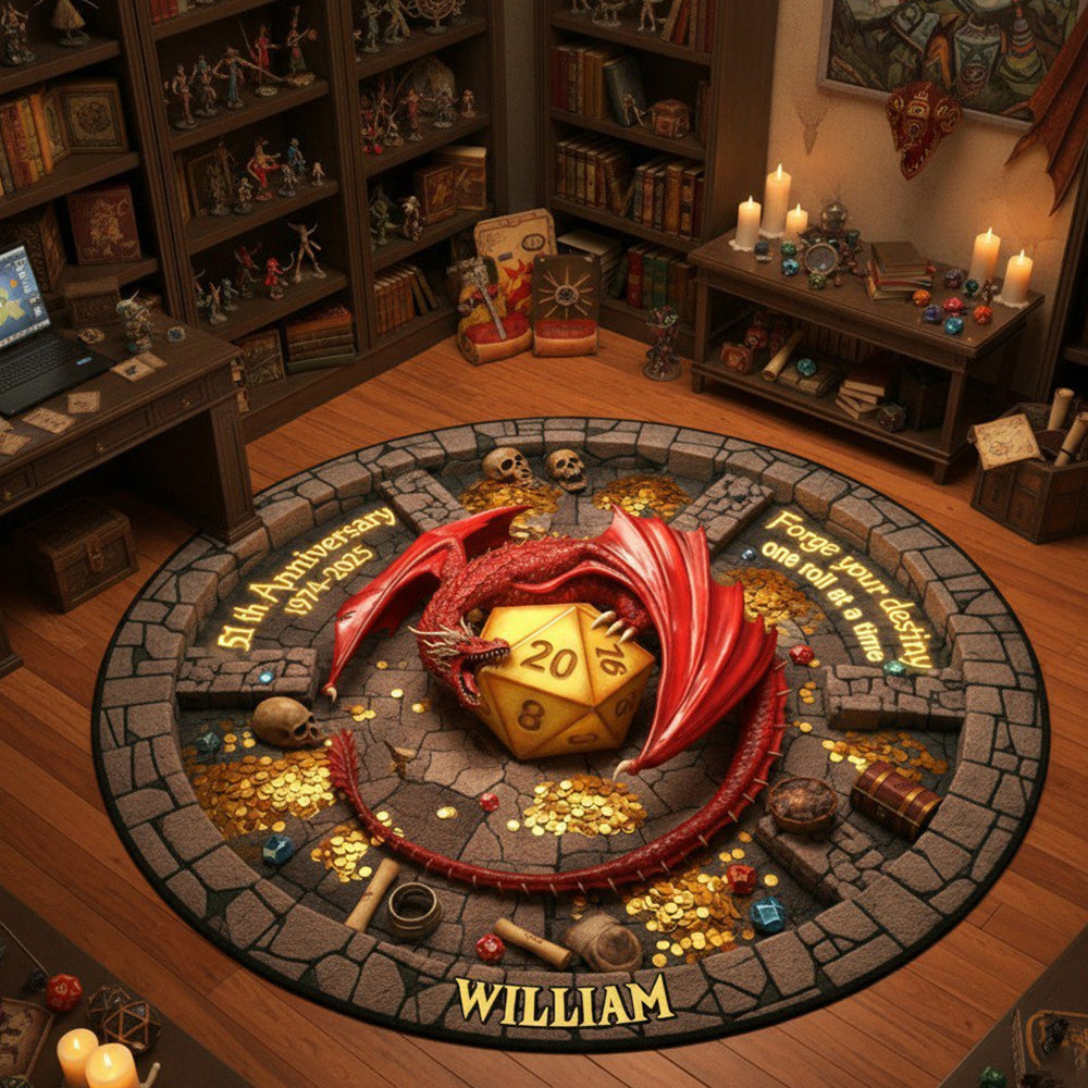 Forge Your Destiny - Personalized Role Play Anniversary Gift for Game Lovers - Quilted Round Mat Doormat PopCulturePrints