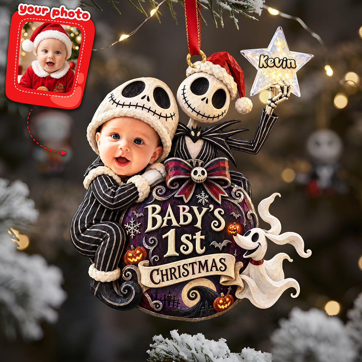 Baby's 1st Christmas Ornament - Custom Photo Gift for New Parents