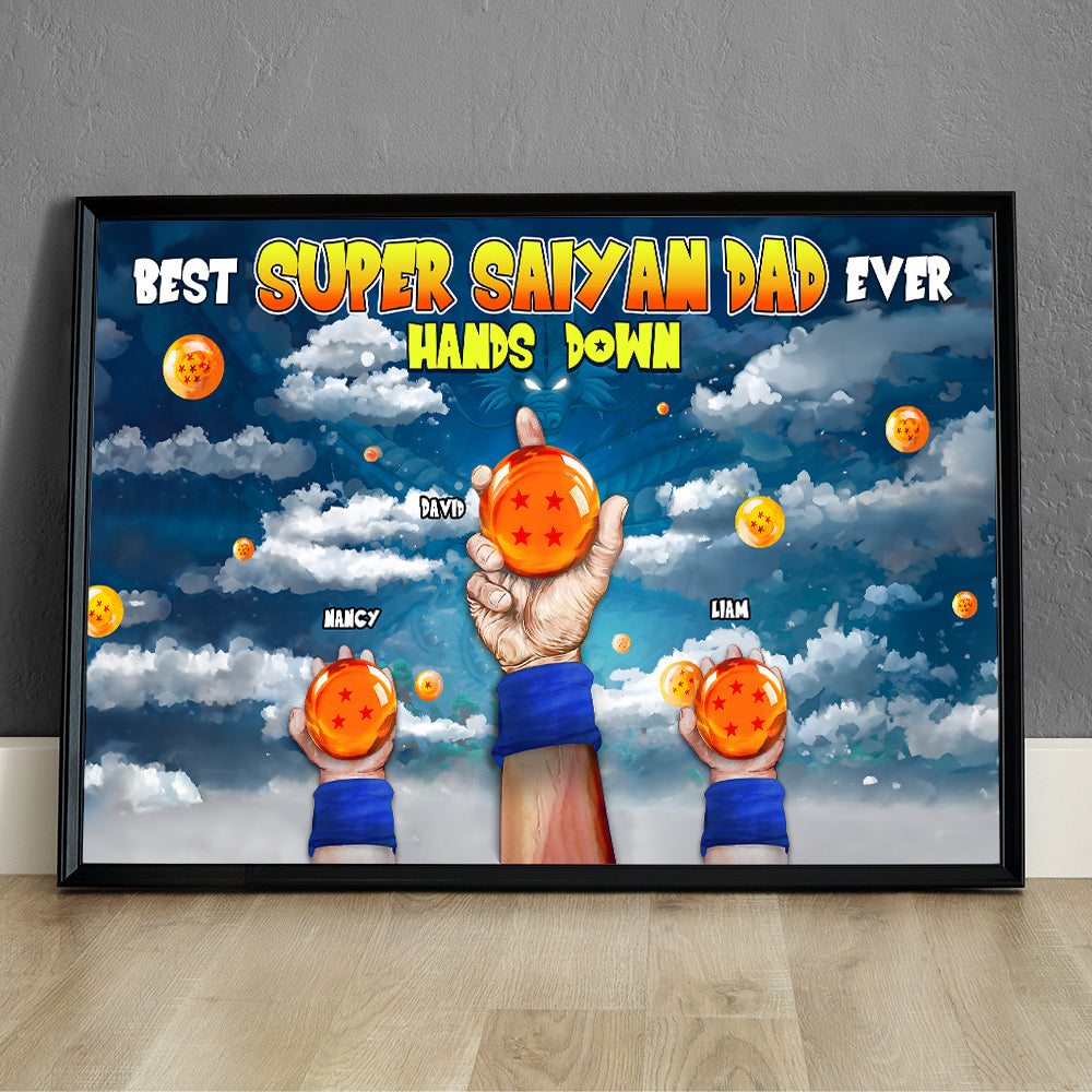 Personalized Super Saiyan Dad Canvas Print - Custom Gift for Father's Day Poster & Canvas PopCulturePrints