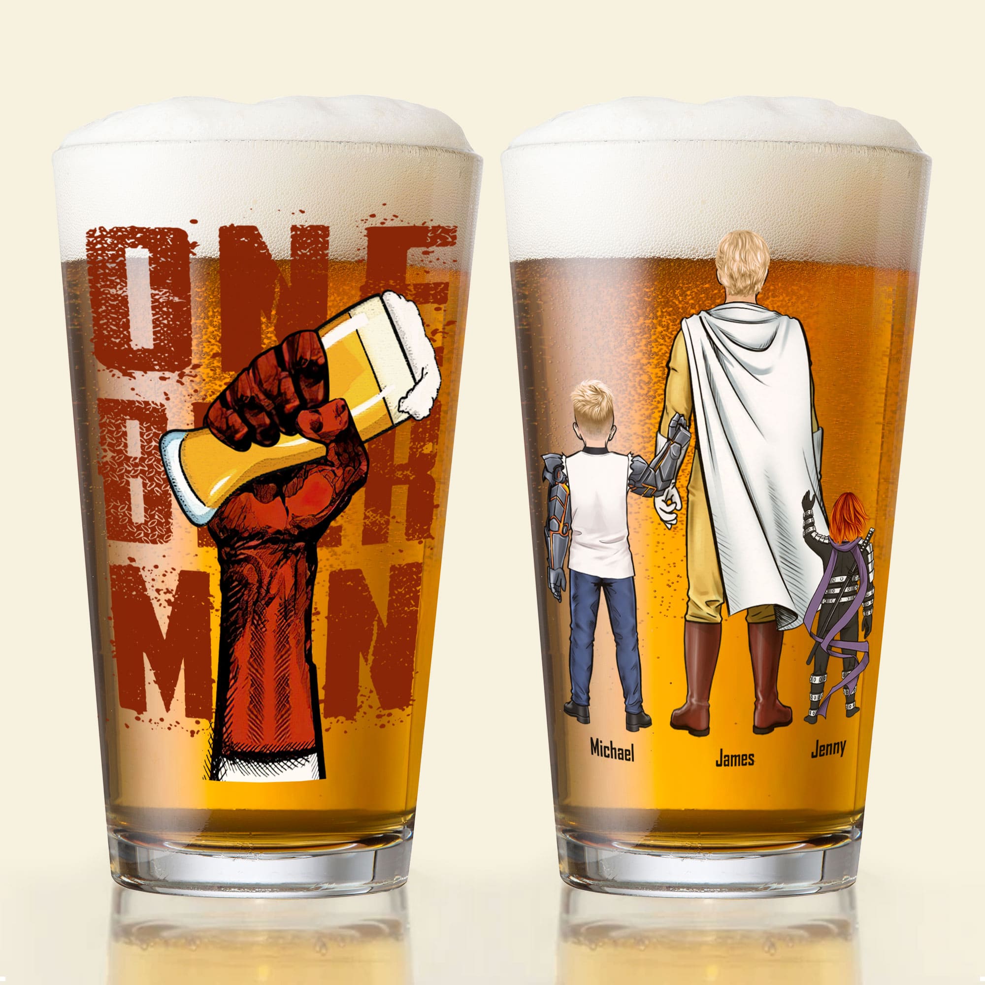 Custom Superhero Dad Beer Glass Beer Glasses PopCulturePrints