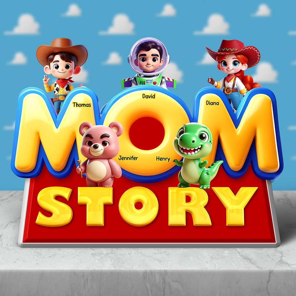 "Every mom has a story" - Personalized Mama Story Acrylic Plaque - Unique Gift for Mom, Grandma, and Loved Ones Shaped Plaques PopCulturePrints