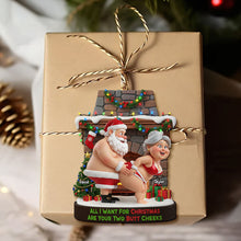 Load image into Gallery viewer, All I Want For Christmas Are Your Two Butt Cheeks - Naughty Old Gnome Couple Ornament - Personalized Gift for Couples Ornament PopCulturePrints
