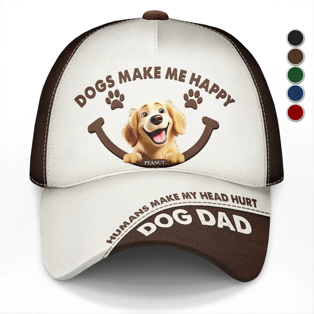 Dogs Make Me Happy - Personalized Classic Cap for Dog Lovers Classic Cap PopCulturePrints