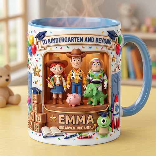 “To Kindergarten and Beyond” - Personalized Back To School Memory Accent Mug - A Perfect Gift for Kids Coffee Mug PopCulturePrints