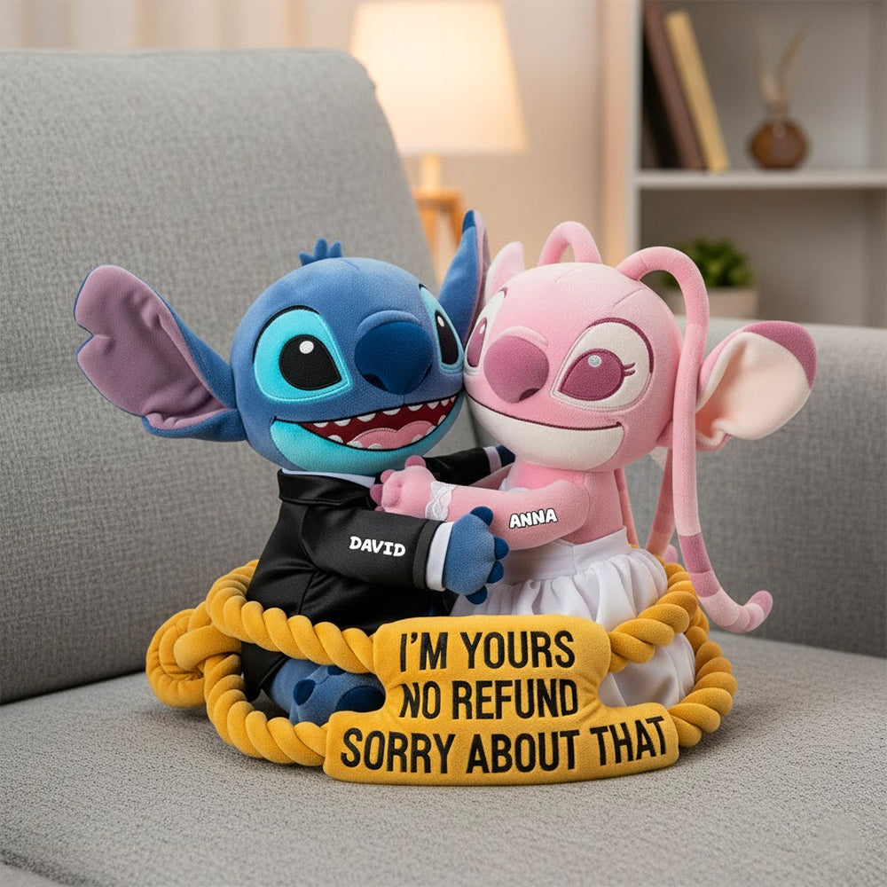"I'm Yours, No Refund!" - Cute Aliens Couple Shaped Pillow - Personalized Gift for Couples, Friends & Space Lovers Pillow PopCulturePrints